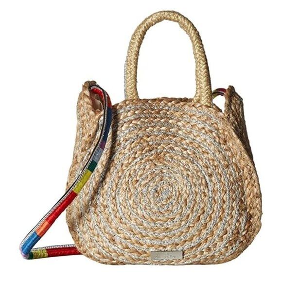 Sam Edelman Handbags - Sam Edelman Emilia Metallic Braided Jute Round Rainbow Shoulder Bag Purse New